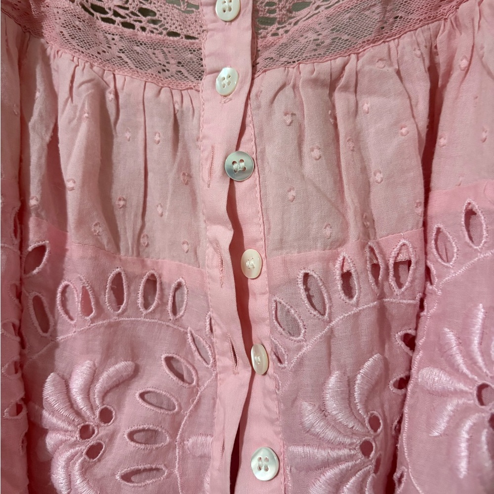 LOVE SHACK FANCY PINK EYELET TOP - Picture 7 of 10